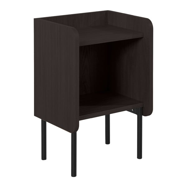 Naktinis staliukas juodos spalvos iš ąžuolo su lentynomis Wrap – Bonami Selection-image-2
