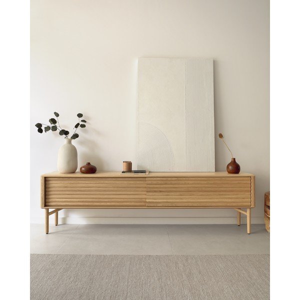 Natūralios medienos spalvos vaza iš akacijos medienos Kave Home Tyara, aukštis 10 cm-image-4