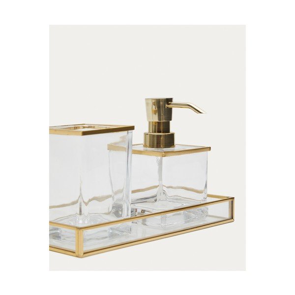 Auksinės spalvos iš stiklo dantų šepetėlio indas Soanet – Kave Home-image-3