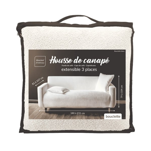 Kreminės spalvos 3 sėdimos vietos įtempiamas sofai baldų apmušalas Laina – douceur d'intérieur-image-3