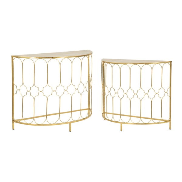 2 konsolių staliukų rinkinys su aukso spalvos dizainu "Mauro Ferretti Balconette