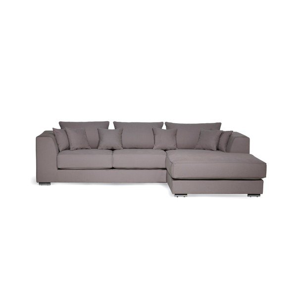"Scandic Eliot" pilka kampinė sofa su šezlongu dešinėje pusėje