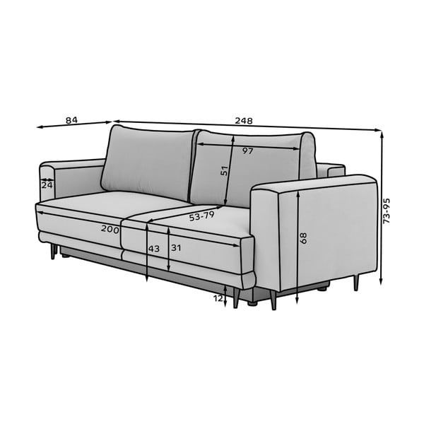 Šviesiai rudos spalvos iš velveto sulankstoma/su sandėliavimo vieta sofa 260 cm Dalia – ELTAP-image-2
