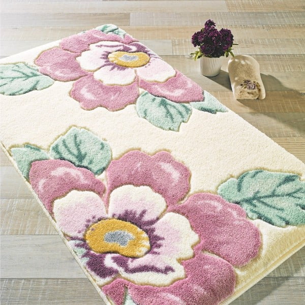 Rožinis vonios kilimėlis Confetti Bathmats Fiore, 80 x 140 cm