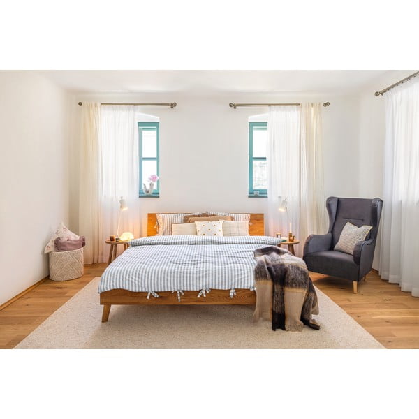 Ąžuolinė dvigulė lova 200x200 cm Greg 1 - The Beds-image-1