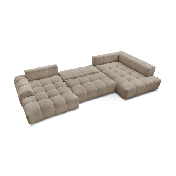 Taupe spalvos iš šenilinio audinio sulankstoma/su sandėliavimo vieta kampinė sofa (su dešiniuoju kampu/„U“ formos) Everest – Bobochic Paris-image-4