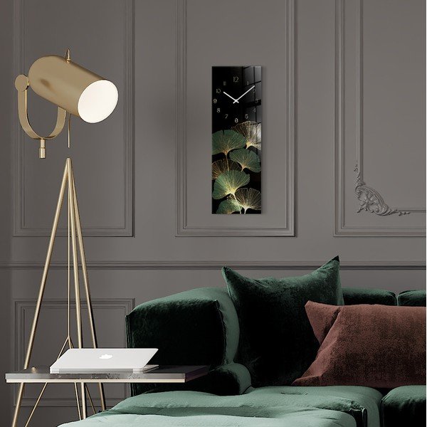 Stiklinis sieninis laikrodis Gingko - Styler-image-1