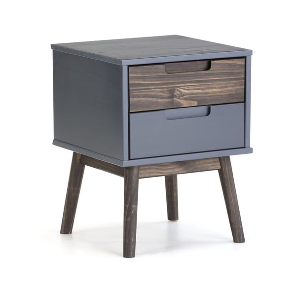 Pilkas pušies medienos naktinis staliukas Nussa - Marckeric-image-2