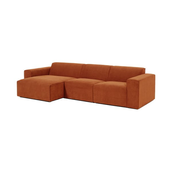 Oranžinės spalvos aksominė kampinė modulinė sofa Scandic Sting, kairysis kampas-image-2