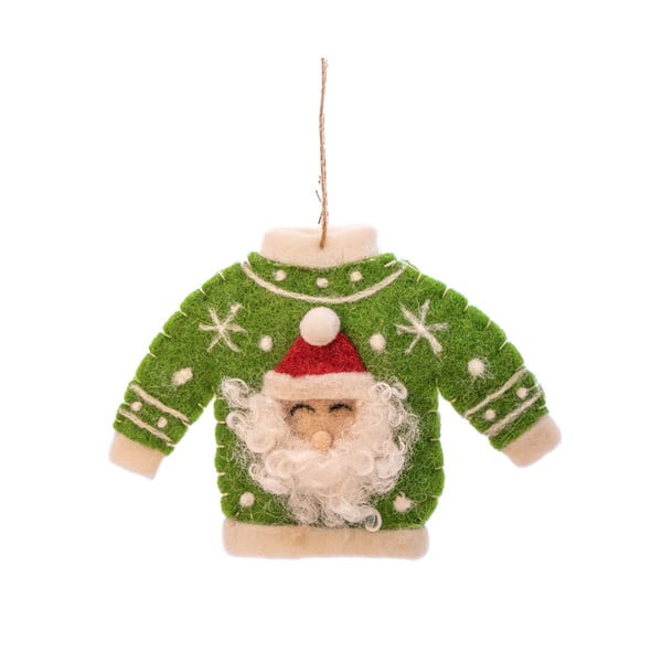 Iš tekstilės rankų darbo eglutės papuošimas 12 cm Santa Jumper – Sass & Belle