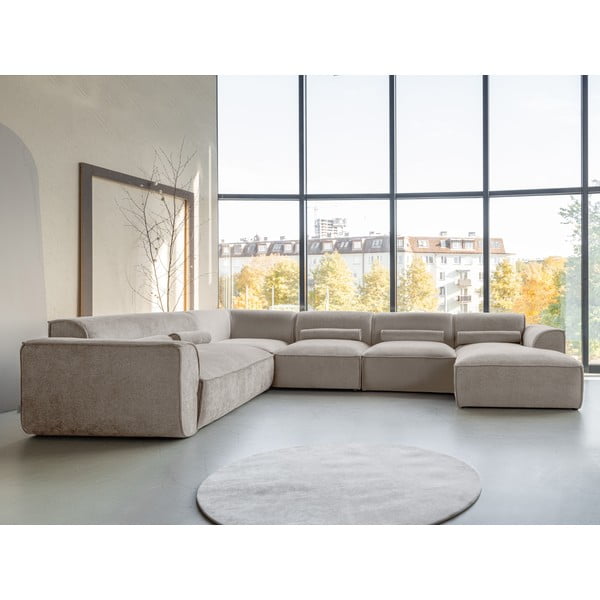Kampinė sofa smėlio spalvos (su kairiuoju kampu/„U“ formos) Flex Felix – Miuform-image-1
