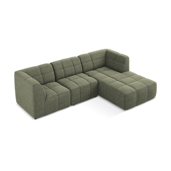 Žalios spalvos kampinė sofa iš boucle (su dešiniuoju kampu/su gultu) Aloha – Makamii-image-3