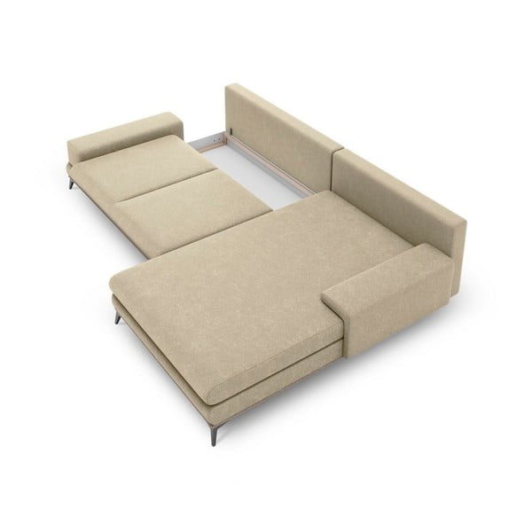 Smėlio spalvos kampinė sofa-lova Windsor & Co Sofos Planet, dešinysis kampas-image-3
