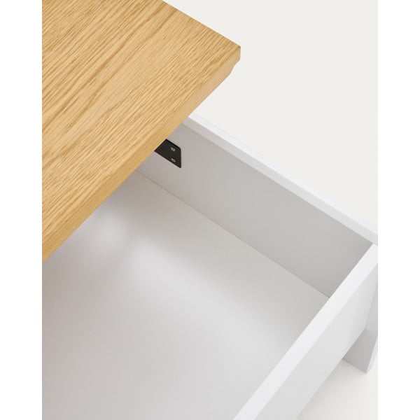 Kavos staliukas baltos spalvos/natūralios spalvos iš ąžuolo 60x110 cm Abilen – Kave Home-image-4