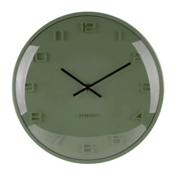 Žalias sieninis laikrodis Karlsson Elevated, ⌀ 25 cm