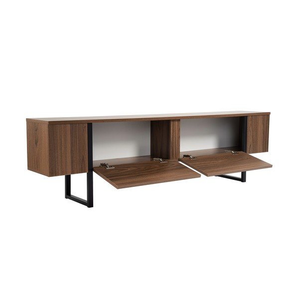 Tamsios natūralios spalvos TV spintelė iš riešutmedžio 180x50x29,5 cm Serenity – Kalune Design-image-2