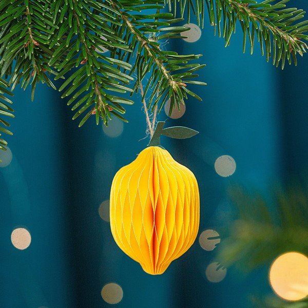 Iš popieriaus rankų darbo eglutės papuošimas ø 6 cm Lemon Honeycomb – Sass & Belle-image-1