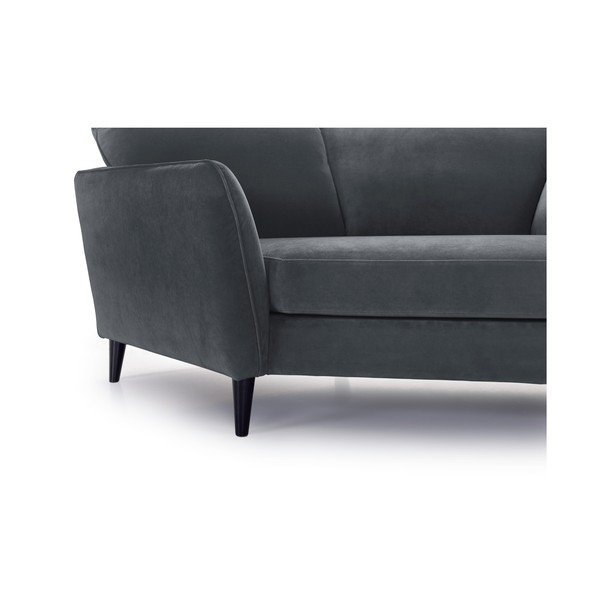 Pilka aksominė kampinė sofa Scandic Bridge, kairysis kampas-image-1