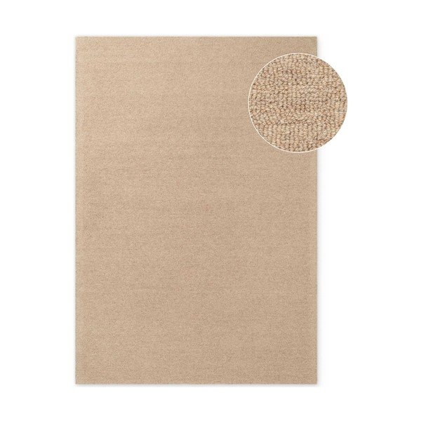 Rankų darbo natūralios spalvos iš vilnos kilimas 200x290 cm Puristic Knots – Elle Decoration