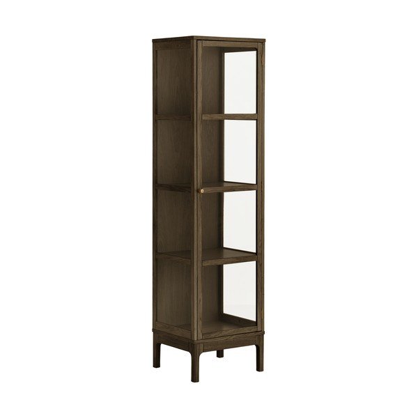 Tamsiai rudos spalvos vitrina iš ąžuolo 47x180x40 cm Zamora – House Nordic