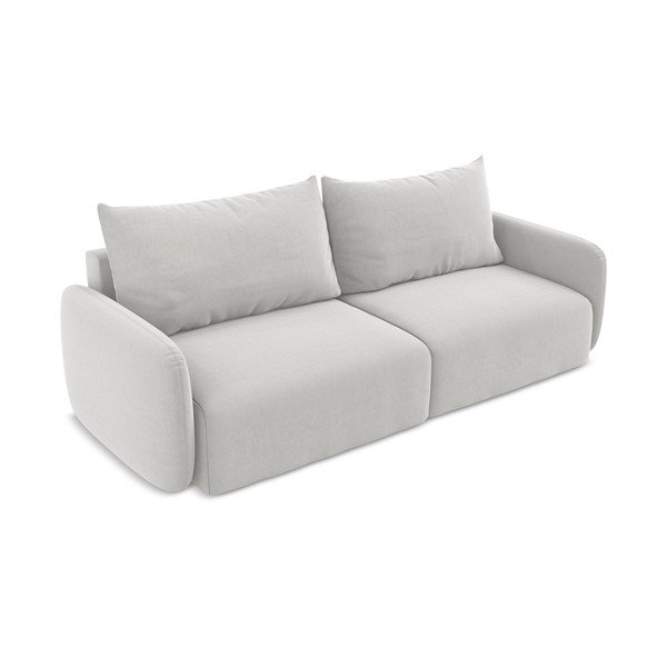 Šviesiai pilkos spalvos sulankstoma/su sandėliavimo vieta sofa iš velveto 238 cm Kalena – Makamii-image-3
