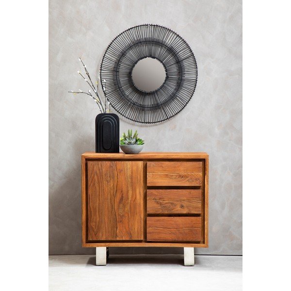 Tamsios natūralios spalvos iš akacijos masyvo šoninė spintelė 92x82x40 cm Simla – Premier Housewares-image-4