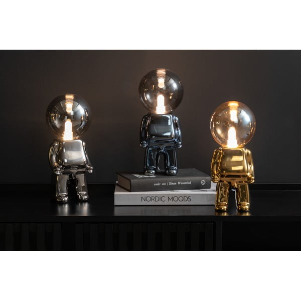 Stalinis šviestuvas sidabrinės spalvos LED su pritemdymo funkcija (aukštis 27 cm) su stiklo gaubtu Ross – Leitmotiv-image-1