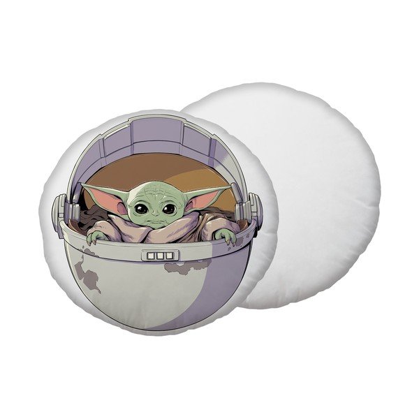 Iš mikropliušo vaikiška pagalvė ø 40 cm Star Wars "Mandalorian 02" – Jerry Fabrics