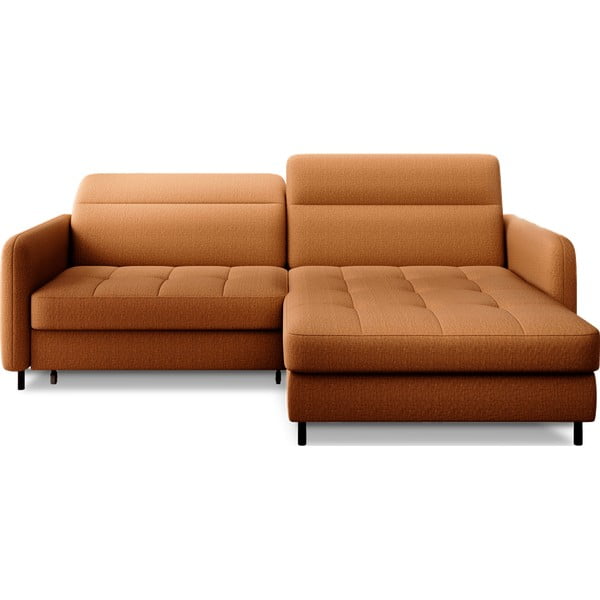 Geltonos spalvos iš velveto sulankstoma/su sandėliavimo vieta kampinė sofa (su dešiniuoju kampu/su gultu) Gomsi – ELTAP