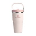 Šviesiai rožinės spalvos iš nerūdijančio plieno termosas 600 ml IceFlow™ Flip Straw 2.0 Tumbler Rose Quartz – Stanley
