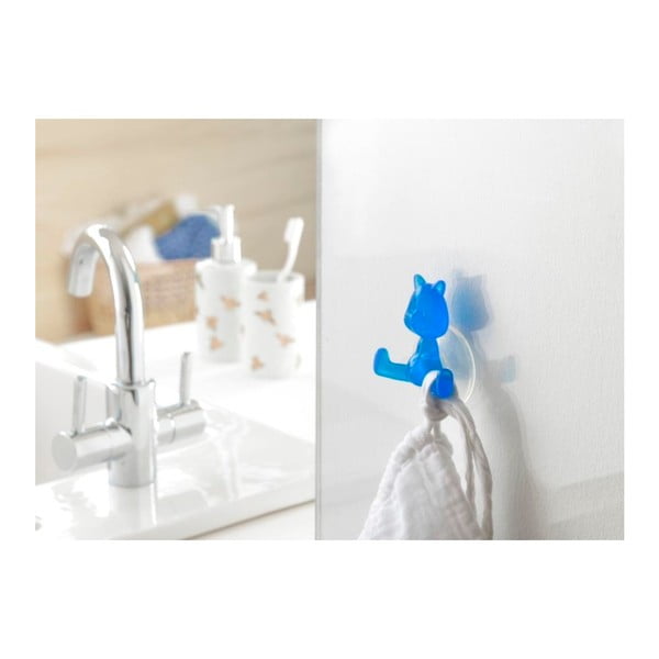 Mėlynas katės formos prie sienos prisisiurbiantis kabliukas Compactor