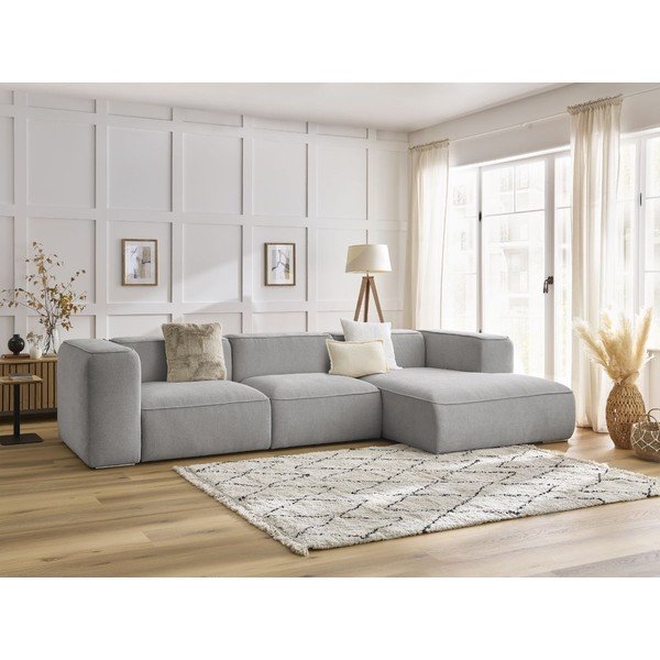 Iš boucle kampinė sofa šviesiai pilkos spalvos (su dešiniuoju kampu) Zephyr – Bobochic Paris-image-1