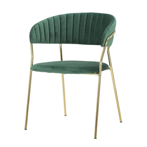 "Mauro Ferretti Poltrona" smaragdo žalios spalvos kėdė su auksine struktūra