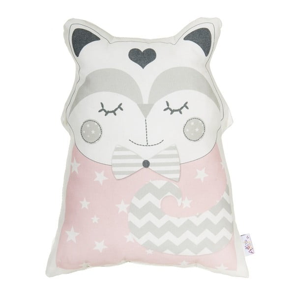 Rožinė vaikiška pagalvėlė su medvilne Mike & Co. NEW YORK Smart Cat, 23 x 33 cm