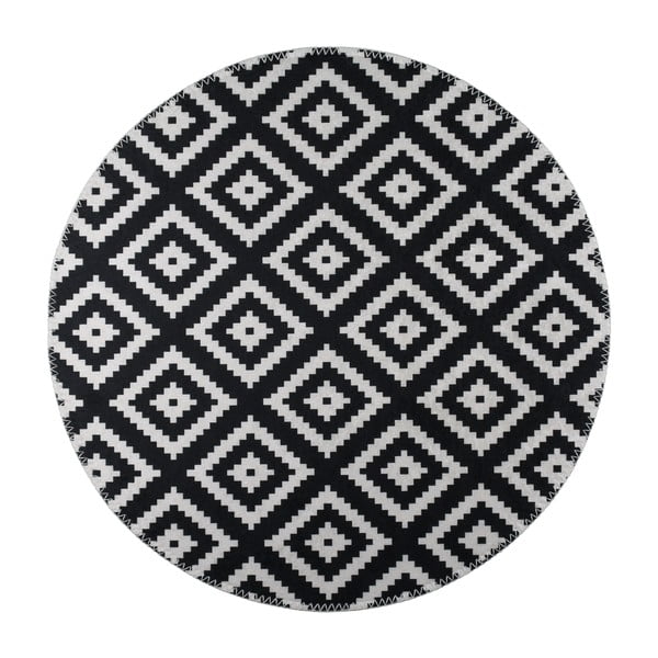 Skalbiamas apvalios formos kilimas juodos ir baltos spalvos ø 80 cm – Vitaus