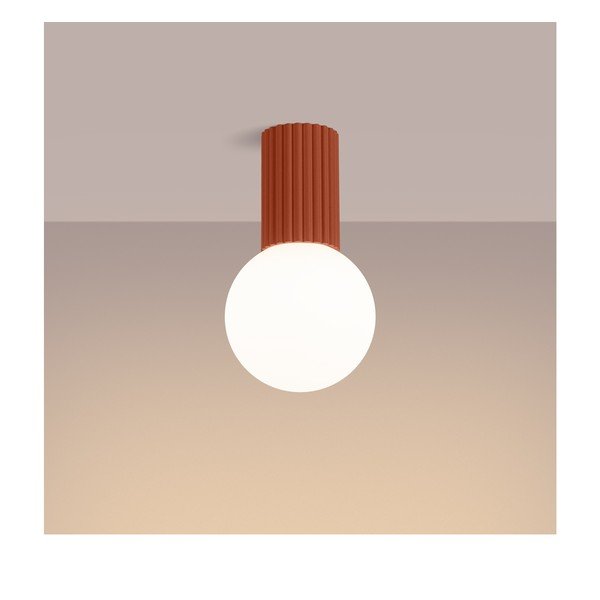 Oranžinės spalvos lubinis šviestuvas ø 12 cm su stiklo gaubtu Orbital – Sollux-image-1