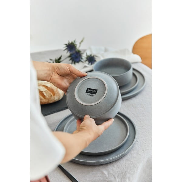 12 dalių pilkos spalvos akmens masės indų rinkinys Bonami selection Malia-image-2