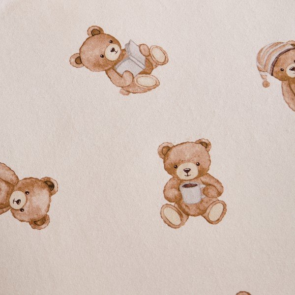 Kreminės spalvos iš flanelės viengulė vaikų patalynė su guma 70x140 cm Brushed Teddy Bear – Catherine Lansfield-image-1