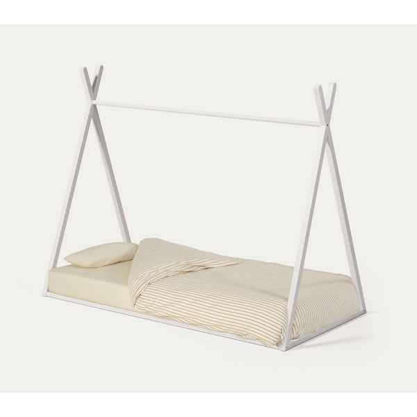 Baltos spalvos naminė iš buko masyvo vaikiška lova su lovos grotelėmis 90x190 cm Maralis – Kave Home-image-3