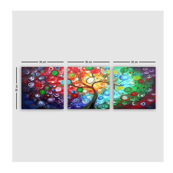 Paveikslai 3 vnt. rinkinyje 30x30 cm Tree of Life - Wallity-image-2