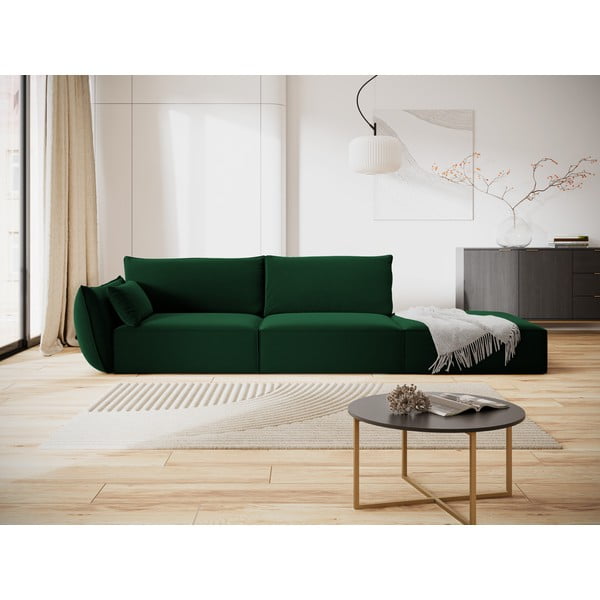 Tamsiai žalios spalvos iš velveto sofa su kairiuoju kampu 264 cm Vanda – Mazzini Sofas-image-1
