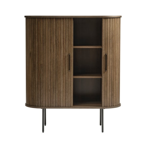 Spintelė rudos spalvos iš ąžuolo su stumdomomis durimis 100x118 cm Nola – Unique Furniture-image-4