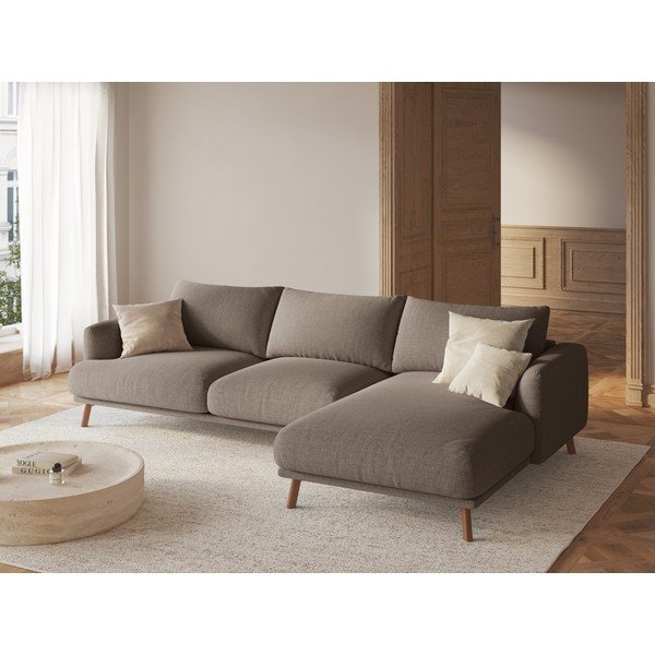 Taupe spalvos kampinė sofa (su dešiniuoju kampu/su gultu) Naomi – Micadoni -image-1