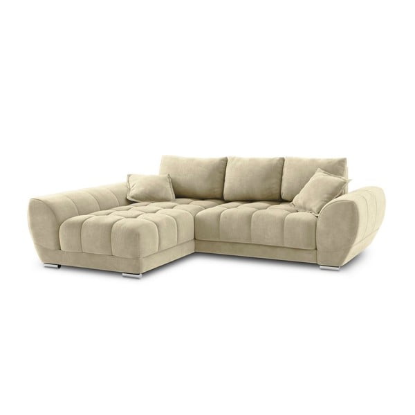 Smėlio spalvos aksominė sofa-lova Windsor & Co Sofos Nuage, kairysis kampas-image-2