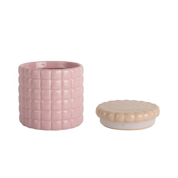 Dekoratyvinė šviesiai rožinės spalvos iš keramikos daiktadėžė ø 14x15 cm Biscuit Box – PT LIVING-image-3