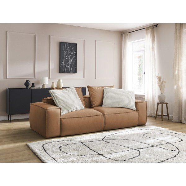 Iš dirbtinės odos sofa rudos spalvos 260 cm Boheme – Bobochic Paris-image-1