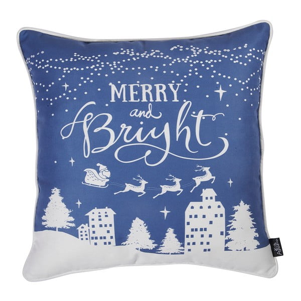 Mėlynas užvalkalas su kalėdiniu motyvu Mike & Co. NEW YORK Honey Merry and Bright, 45 x 45 cm