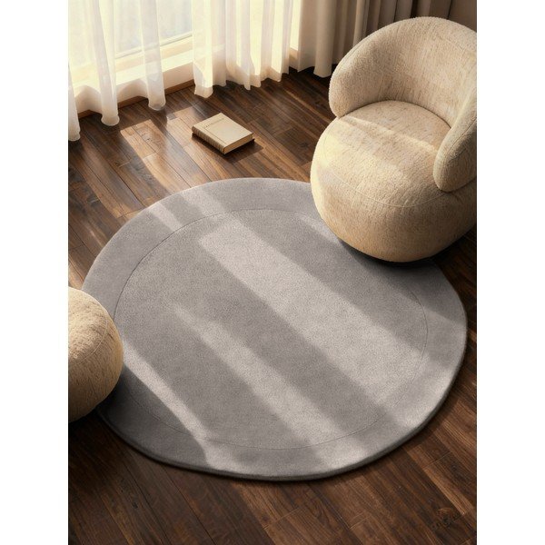 Rankų darbo pilkos spalvos apvalios formos kilimas iš vilnos mišinio ø 160 cm Kari Organic – Villeroy&Boch-image-1