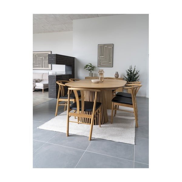 Apvalios formos prailginamas valgomojo stalas su ąžuolo dekoro stalviršiu ø 120 cm Osaka – House Nordic-image-4