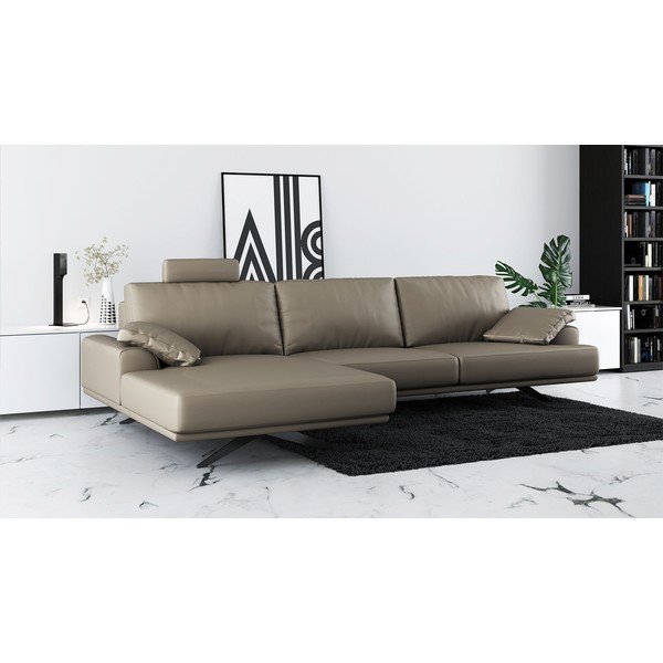 Kampinė sofa šviesiai rudos spalvos iš odos (su kairiuoju kampu) Prado – MESONICA-image-1